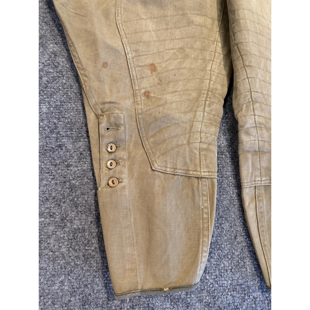 Vintage Jodhpur Pants Mens Medium Khaki Canvas Riding Breeches Button Leg 40s - Picture 3 of 14